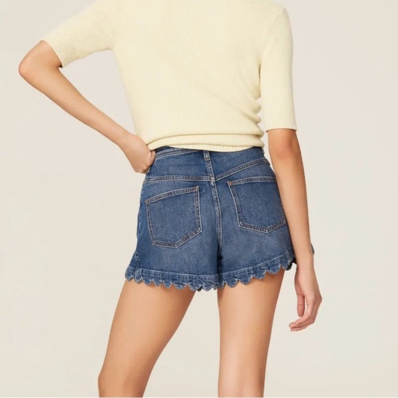 Maje Scalloped Trim Denim Shorts - Picture 4 of 11